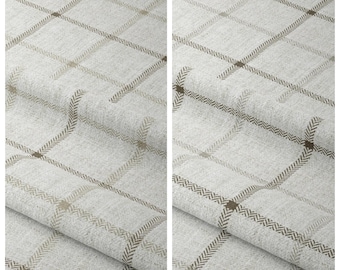 Windowpane Checkered/ Plaid Curtains. Custom Size Lined Window Drapes. Pinch Pleated or Casual. Blackout Add-On. White/ Beige/ Brown/ Gray