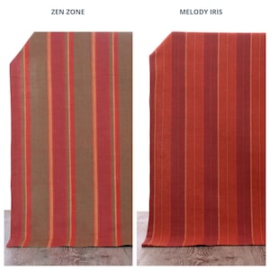 Striped Cotton Curtains. Custom Size Lined Window Drapes. Any Length/ Width Drapery Panels. Pleated/ Casual Header. Deep Red/ Olive Green