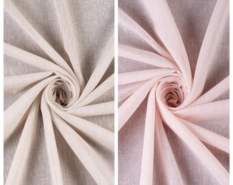 Plain Linen Texture Sheer Curtains. Light Filtering Custom Window Drapes. Any Length/ Width Panels. Pleated or Casual Header. Peach/ Pink