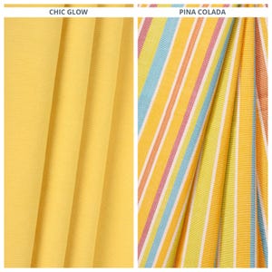Plain/ Striped Pure Cotton Fabric by the Yard for Upholstery, Curtains, Roman Shades, Blinds, Valances & Home Decor (Yellow)