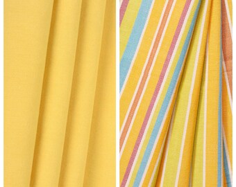 Effen/gestreepte puur katoenen stof op maat gesneden voor bekleding, gordijnen, vouwgordijnen, jaloezieën, valletjes en woondecoratie (geel)