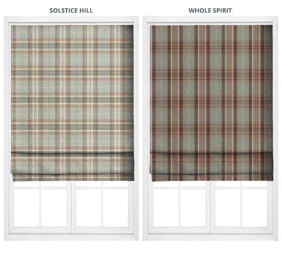Tartan Plaid Check Roman Shades. Custom Size Blinds for Kitchen