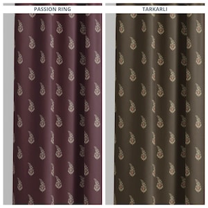 Paisley Floral Velvet Curtains. Fully Lined Custom Size Window Drapes. Pleated or Casual. Blackout Add-On. Burgundy Wine Purple-Red/ Brown