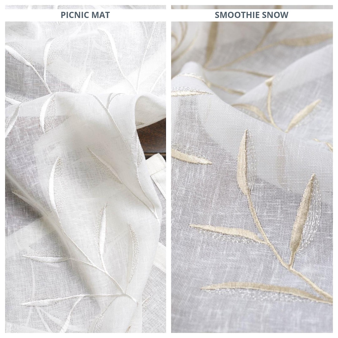 Floral Sprigs Embroidery Sheer Fabric by the Yard for Light