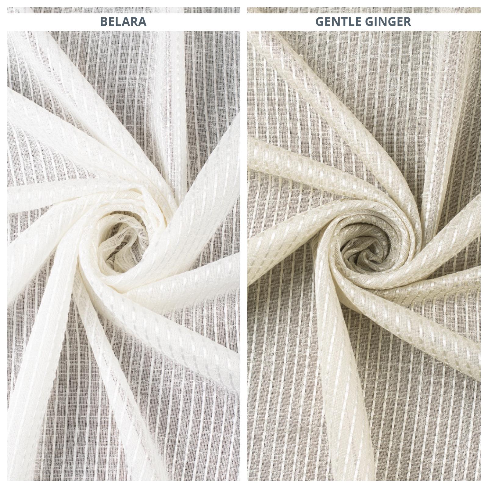 Embroidered Striped Sheer Roman Shades. Light Filtering Custom Size Window Fabric Blinds. Flat or Relaxed Fold Styles. White/ Ivory-Beige
