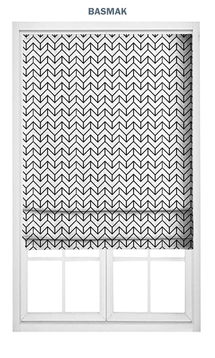 Modern Roman Key/ Arrow Striped Roman Shades & Window Blinds
