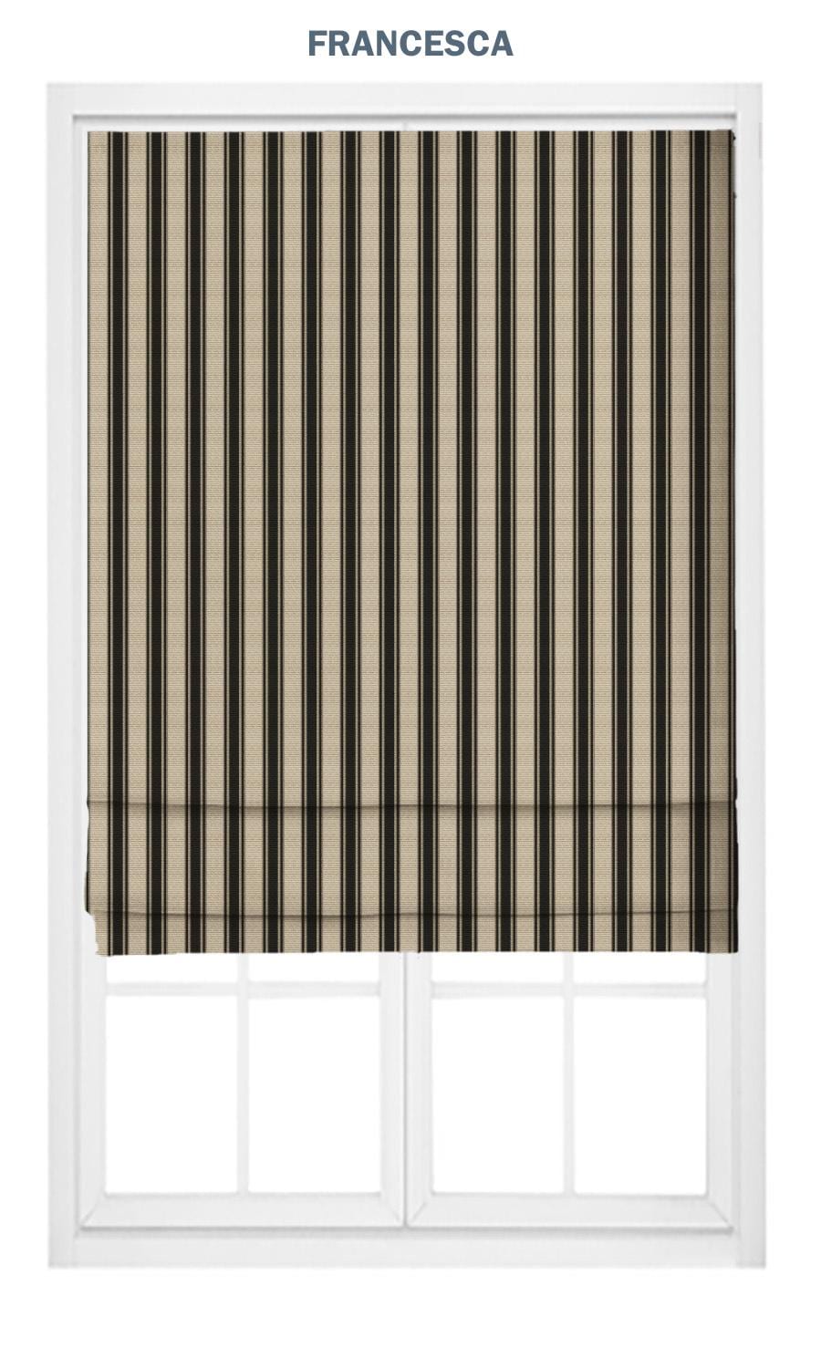 Ticking Stripe Velvet Roman Shades. Custom Size Lined Window