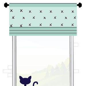 Custom Faux/ Fake Roman Shade Valance. Pole-Mounted Curtain Window Valance in any Length/ Width/ Size. Choose any Fabric from our Collection