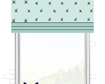 Custom Faux/ Fake Roman Shade Valance. Pole-Mounted Curtain Window Valance in any Length/ Width/ Size. Choose any Fabric from our Collection