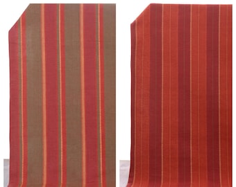 Striped Pure Cotton Fabric by the Yard for Upholstery, Curtains, Roman Shades, Blinds, Valances & Home Decor (Deep Red/ Olive Green)