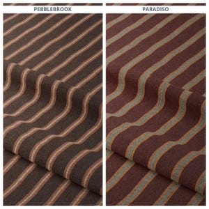 Ticking Stripe Fabric by the Yard for Furniture Upholstery, Sofa, Chairs, Ottoman, Bed Headboards & Home Decor (Wine Red/ Maroon Red/ Brown)