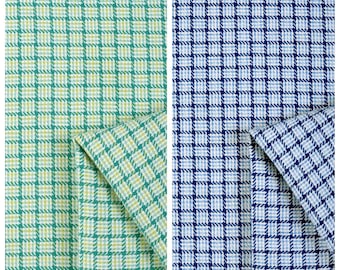 Tessuto di cotone a quadri con trama a cestino, tagliato su misura per tappezzeria, tende, tende a pacchetto, persiane, mantovane e decorazioni per la casa (verde/blu)