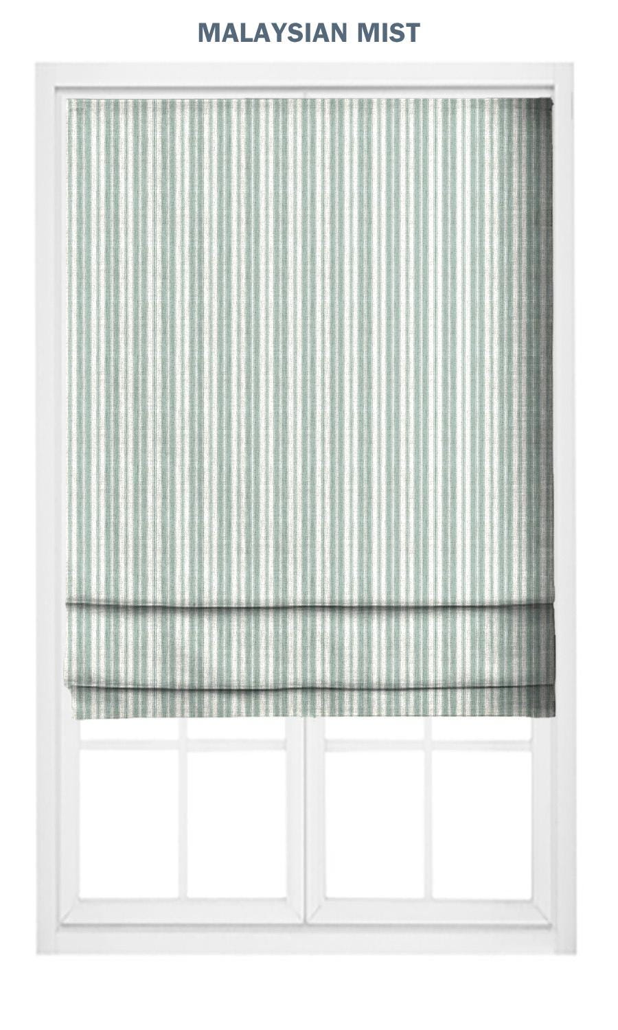 Aqua Blue Ticking Stripe/ Faded-effect Awning Stripe Roman Shades
