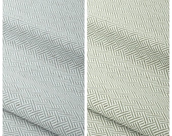 Crosshatch Geo-Print Curtains. Custom Size Lined Window Drapes. Long or Short. Pinch Pleated or Casual. Blackout Add-On. Pastel Blue/ Green
