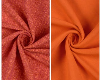 Plain Textured Cotton Curtains. Custom Size Lined Window Drapes. Any Length/ Width. Pleated/ Casual Header. Blackout Add-On. Orange/ Red