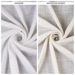 Plain Linen Textured Sheer Curtains. Light Filtering Custom Size Window Drapes. Any Length/ Width. Pleated or Casual Header. White/ Cream