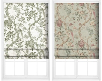 Toile / Chinoiserie Floral / Natur Vogel Print Designer Stoff Schüttgut für Wohnkultur weiche Möbel (Weiß / Graugrün / Salbei Grün / Rot)