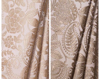 Floral Paisley Self-Patterned Fabric by the Yard for Curtains, Roman Shades, Blinds, Valances & Home Decor (Tonal Beige/ Brown)