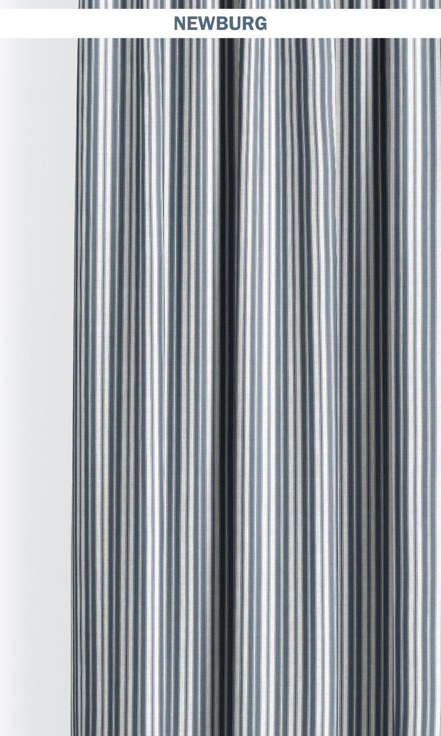 Navy Blue Ticking Stripe/ Faded-effect Awning Stripe Roman Shades
