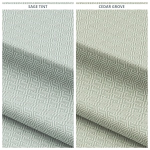 Small Diamond Check Fabric by Yard for Upholstery, Sofa, Settee, Chairs, Bench, Ottoman, Headboard & Home Decor. Sage Green/ Duck Egg Blue