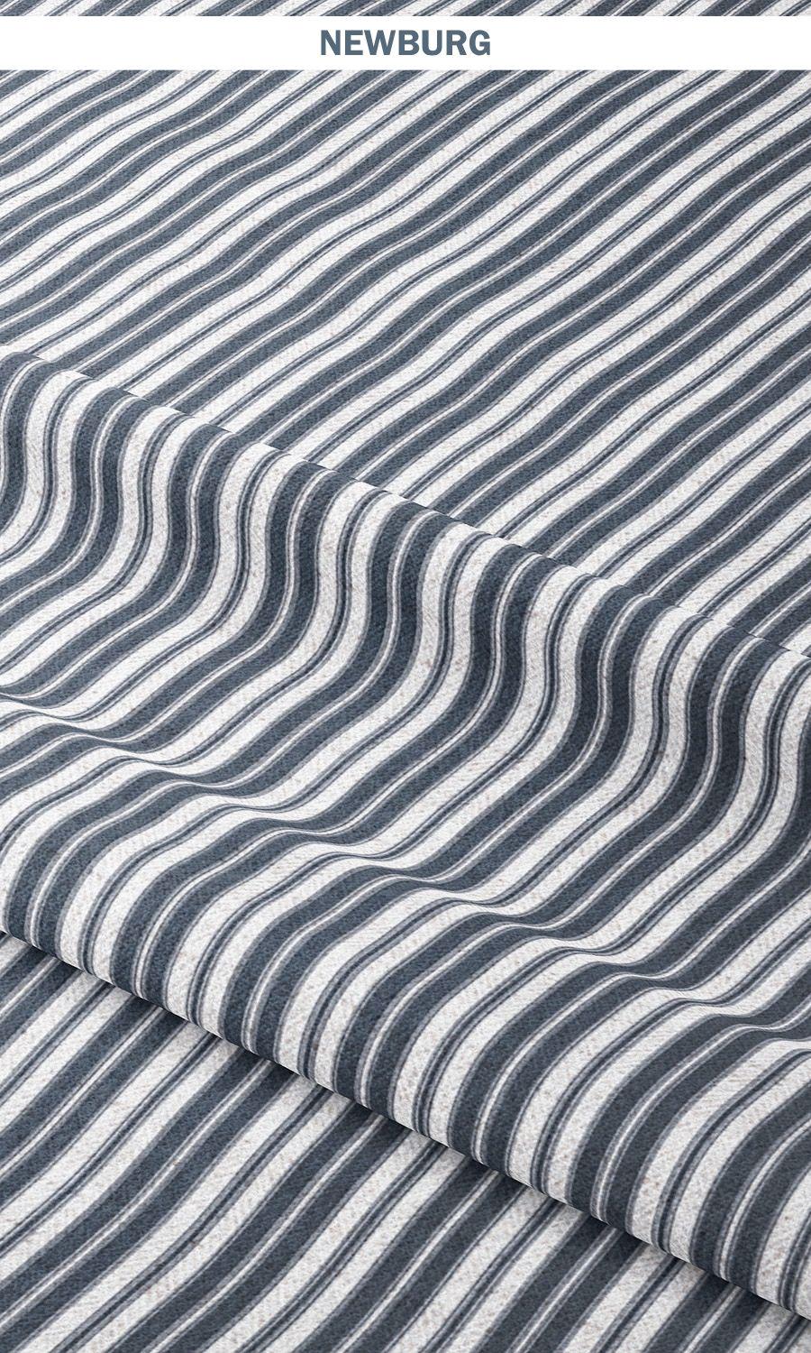 Navy Blue Ticking Stripe/ Faded-effect Awning Stripe Roman Shades