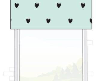 Custom Pole Mounted Flat Panel Valance for Windows. Curtain Valance in any Length, Width & Size. Choose any Fabric from our Collection.
