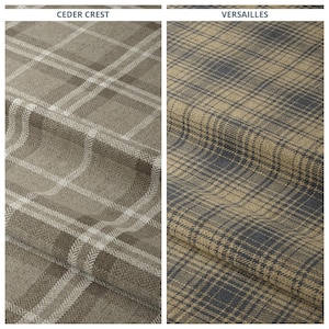 Plaid/ Checkered Curtains. Custom Size Lined Window Drapes. Any Length/ Width. Pinch Pleated or Casual Header. Beige/ Brown/ Navy Blue