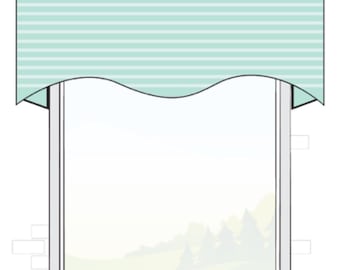 Custom Board Mounted Scalloped Valance. Window Curtain Valance in any Length/ Width/ Size. Choose any Fabric from our Collection.