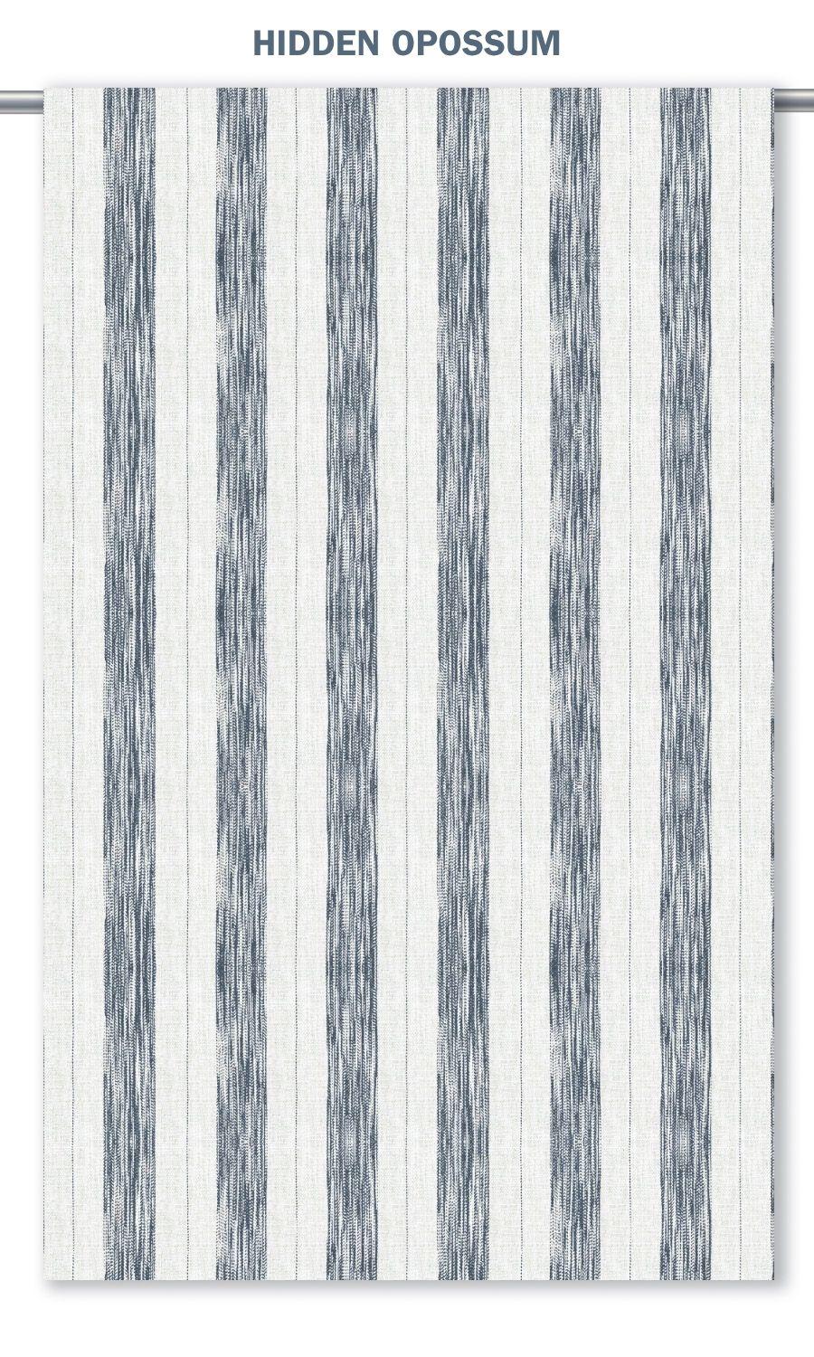 Navy Blue Ticking Stripe/ Faded-effect Awning Stripe Roman Shades