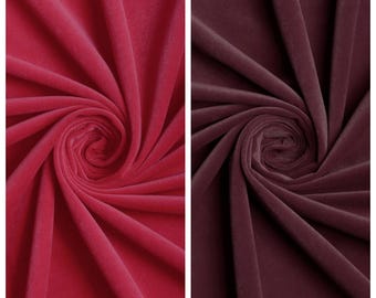 Schlichter Samtstoff Meterware für Polstermöbel, Sofa, Stühle, Sitzbänke, Ottomane & Wohnkultur (Himbeerrot / Pink / Weinviolett)