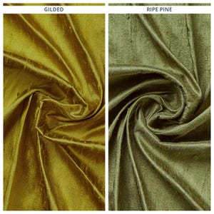 Dupioni Silk Fabric by the Yard for Curtains, Roman Shades, Blinds, Valances & Home Decor (Olive Chartreuse/ Moss Green)