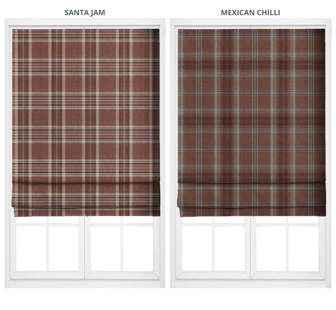 Tartan Plaid Check Roman Shades. Custom Size Window Blinds for