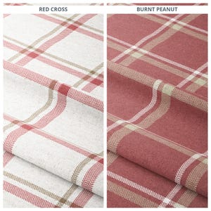 Tattersall Check Fabric by the Yard for Upholstery, Sofa, Settee, Chairs, Bench Seat, Ottoman, Headboard & Home Decor. Red/ White/ Crimson