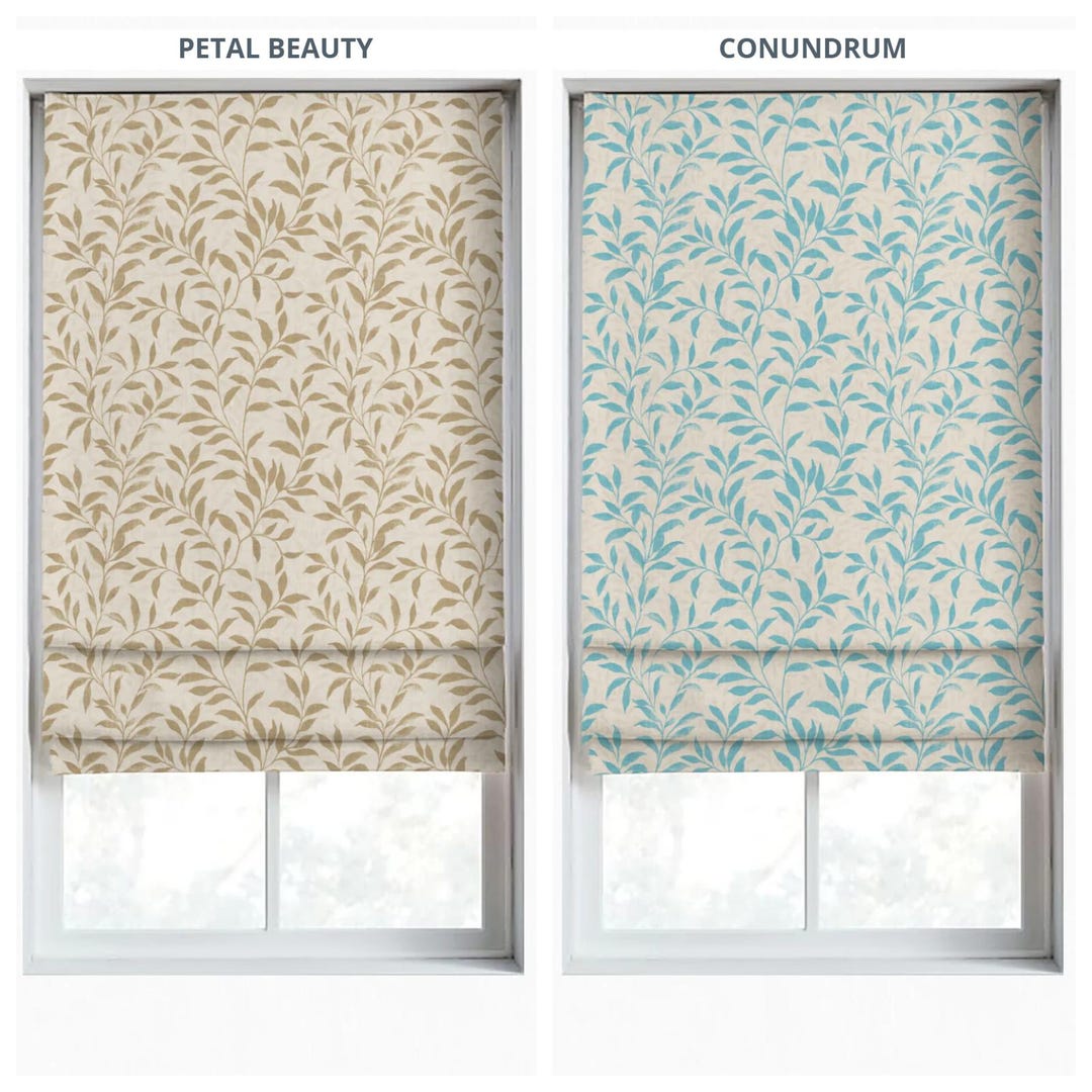 Picture of Dimout Floral Print Roman Shades. Custom Size Light Blocking Fabric ...