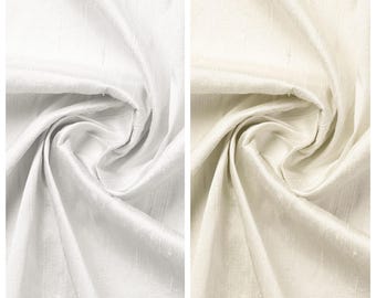 Dupioni Silk Curtains. Plain Custom Window Drapes for Bedroom, Living, Dining, Kids Room, Office. Blackout Add-On. White/ Cream/ Off-White