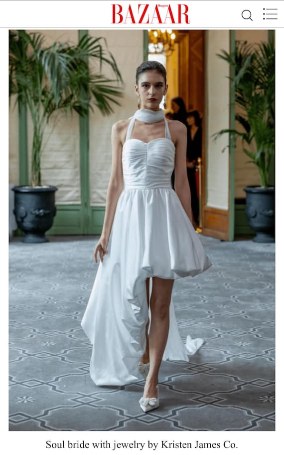 minimalist tea length wedding dress Minimalist A-line Wedding Gown with Midi-length Skirt – loveangeldress