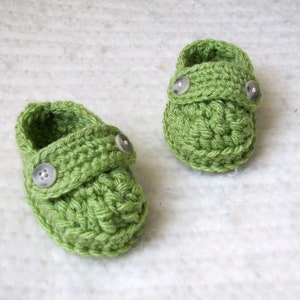 Green Crocheted Baby Loafers, Baby Booties, Baby Shoes, Infant Booties, Spring Baby Booties, Gender Neutral Baby Gift image 1