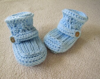 Pastel Blue Baby Booties, Crochet Baby Booties, Baby Boy Booties, Baby Uggs, Gender Reveal Gift, Coming Home Outfit, Soft Sole Shoes