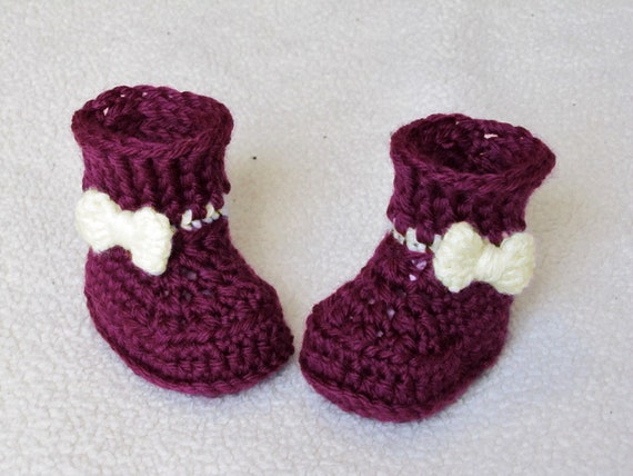 purple baby booties