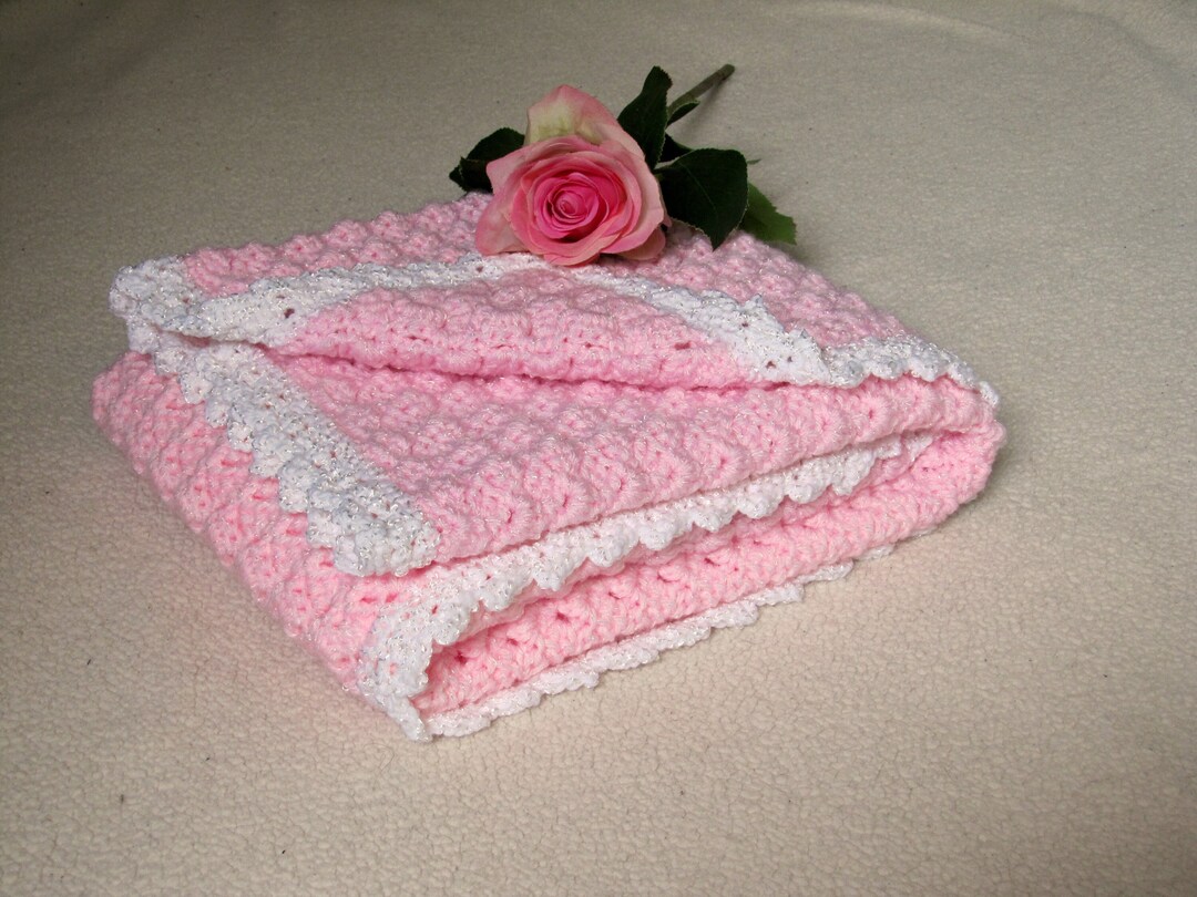 Hand Crocheted Baby Blanket Baby Girl Blanket Pink Baby Etsy