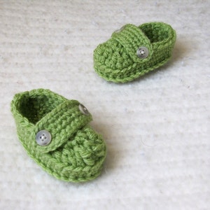 Green Crocheted Baby Loafers, Baby Booties, Baby Shoes, Infant Booties, Spring Baby Booties, Gender Neutral Baby Gift image 2