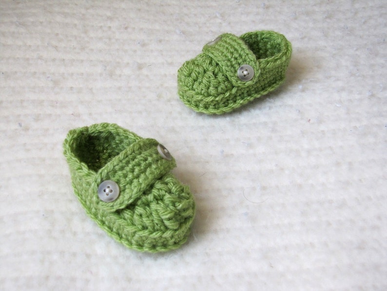 Green Crocheted Baby Loafers, Baby Booties, Baby Shoes, Infant Booties, Spring Baby Booties, Gender Neutral Baby Gift image 2