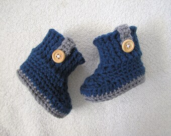 Crochet Baby Booties, Blue Baby Boots, Teal Infant Shoes, Baby's First Shoes, Coming Home Outfit, Knit Baby Booties, Baby Shower Gift