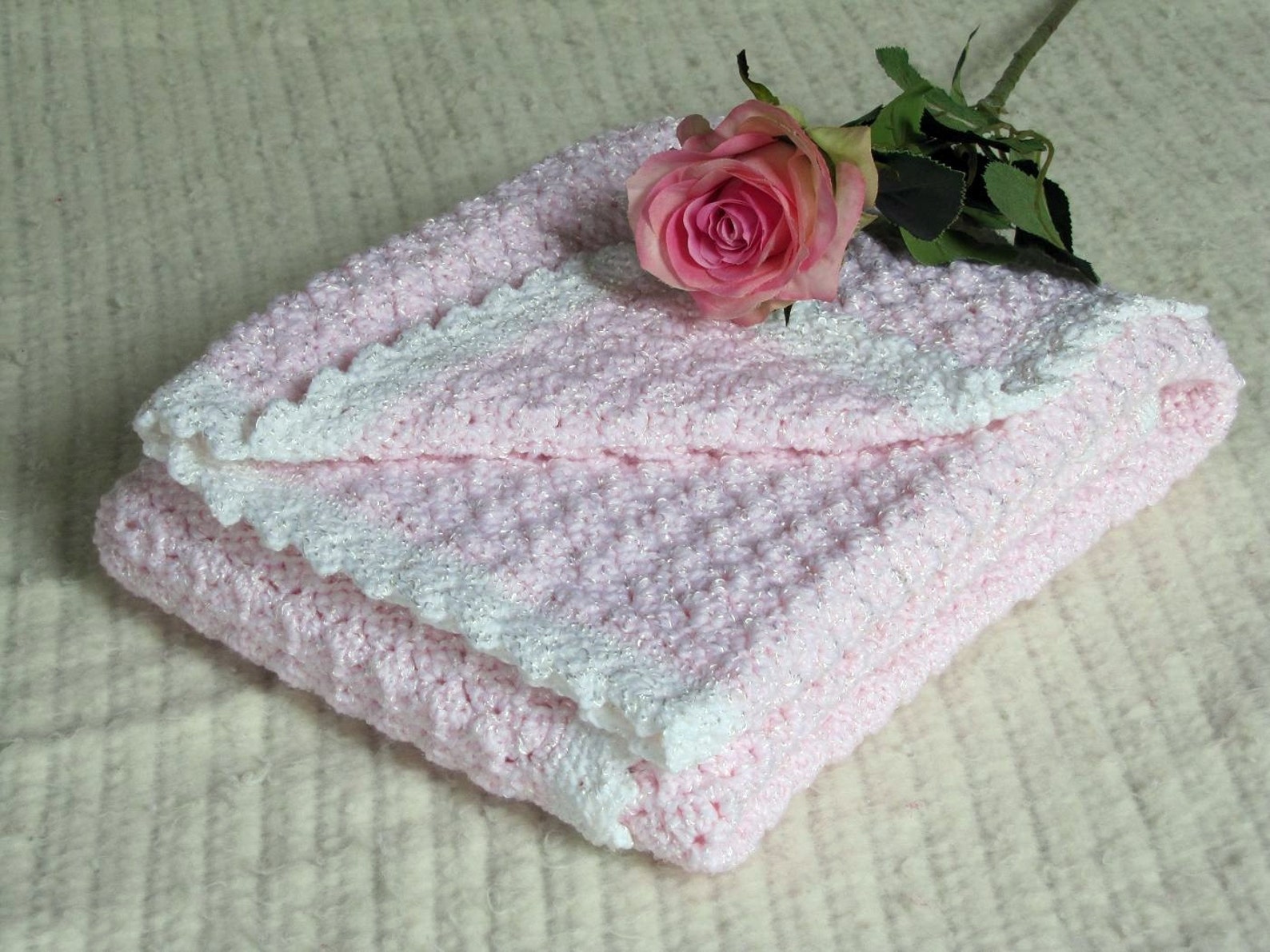 Hand Crocheted Baby Blanket Baby Girl Blanket Pink Baby Etsy