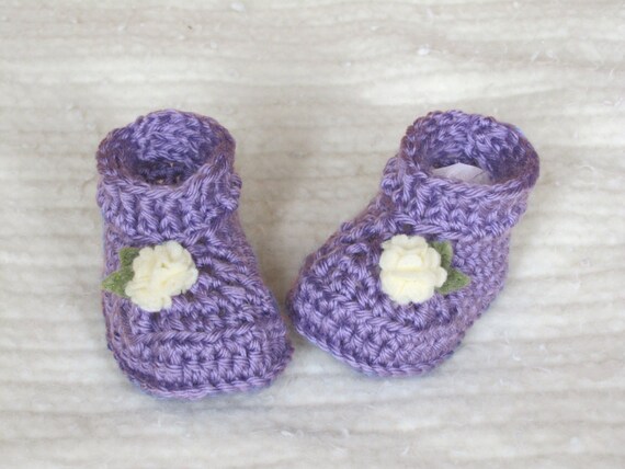 purple baby booties