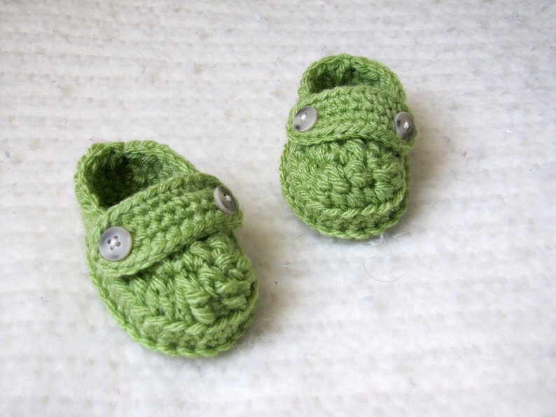 Green Crocheted Baby Loafers, Baby Booties, Baby Shoes, Infant Booties, Spring Baby Booties, Gender Neutral Baby Gift image 1