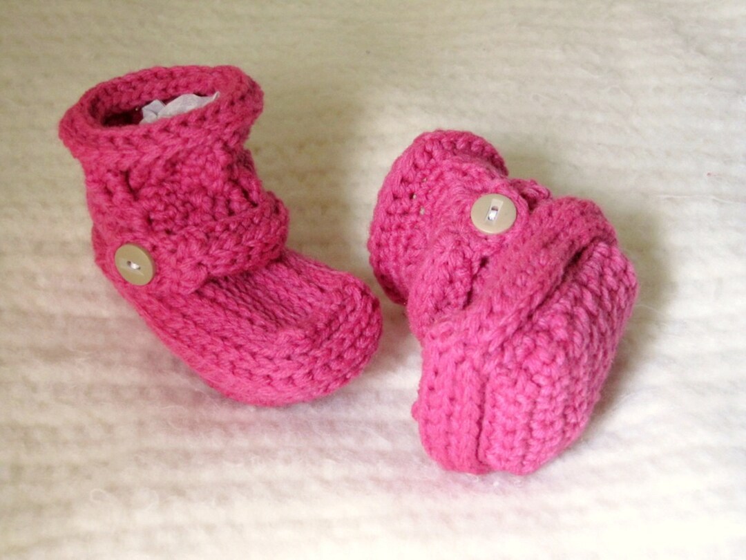 Pink Baby Booties Warm Winter Booties Handmade Baby Girl Etsy