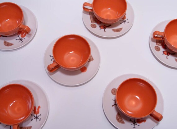 Items similar to set of 6 plastic tea cup and saucer set on Etsy