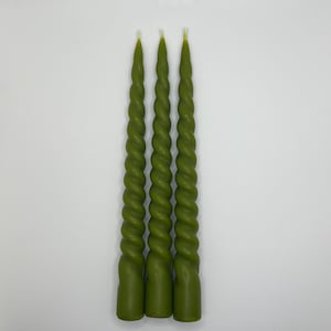 Pine Green Spiral Beeswax Candles - Set of 3