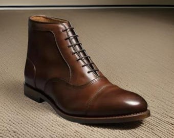 ハンドメイドレザーパークアベニューキャップトゥオックスフォードドレスブーツ